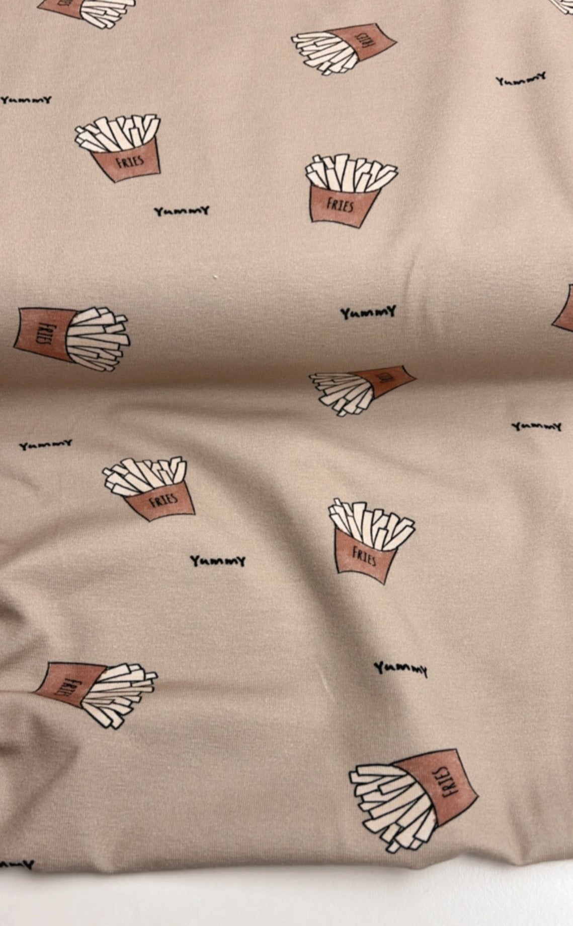 Bio French Terry Fries Yummy dunkelbeige
