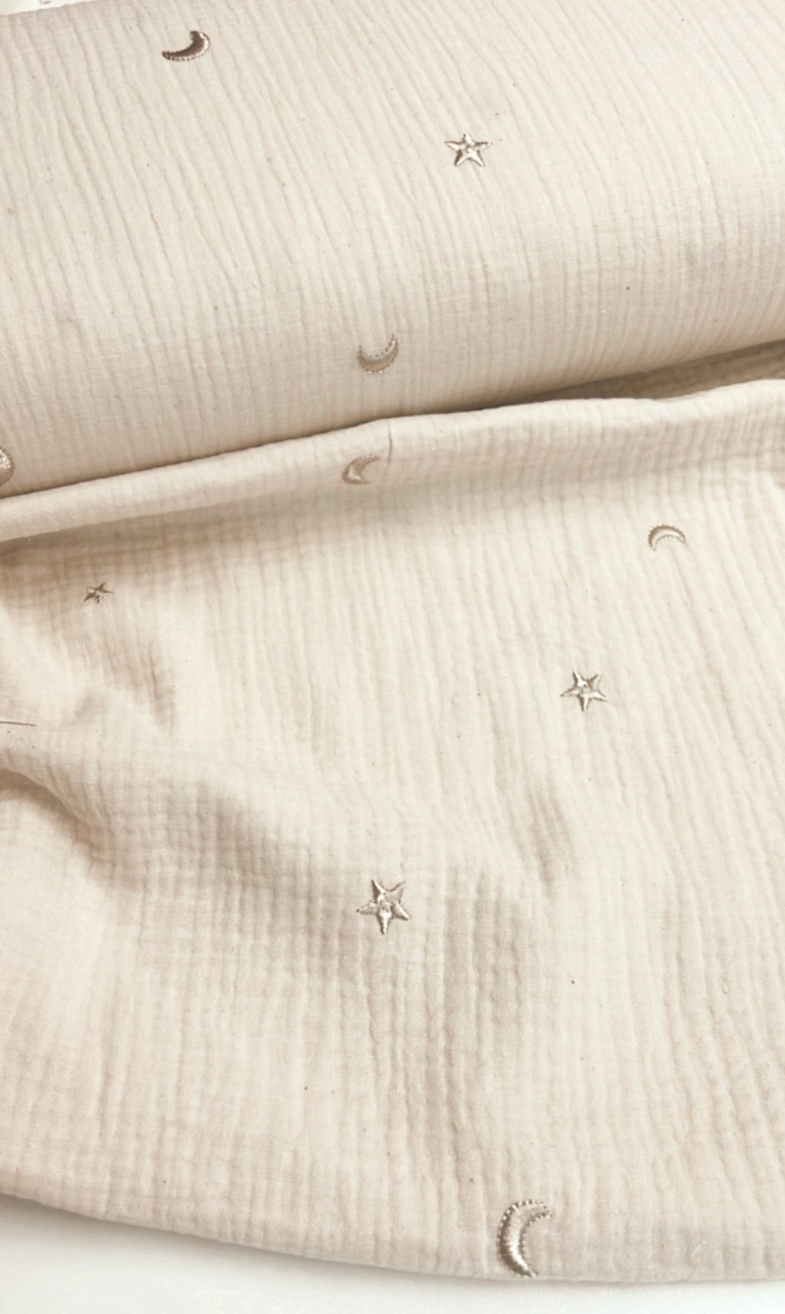 Musselin Stickerei Moon & Stars Natur