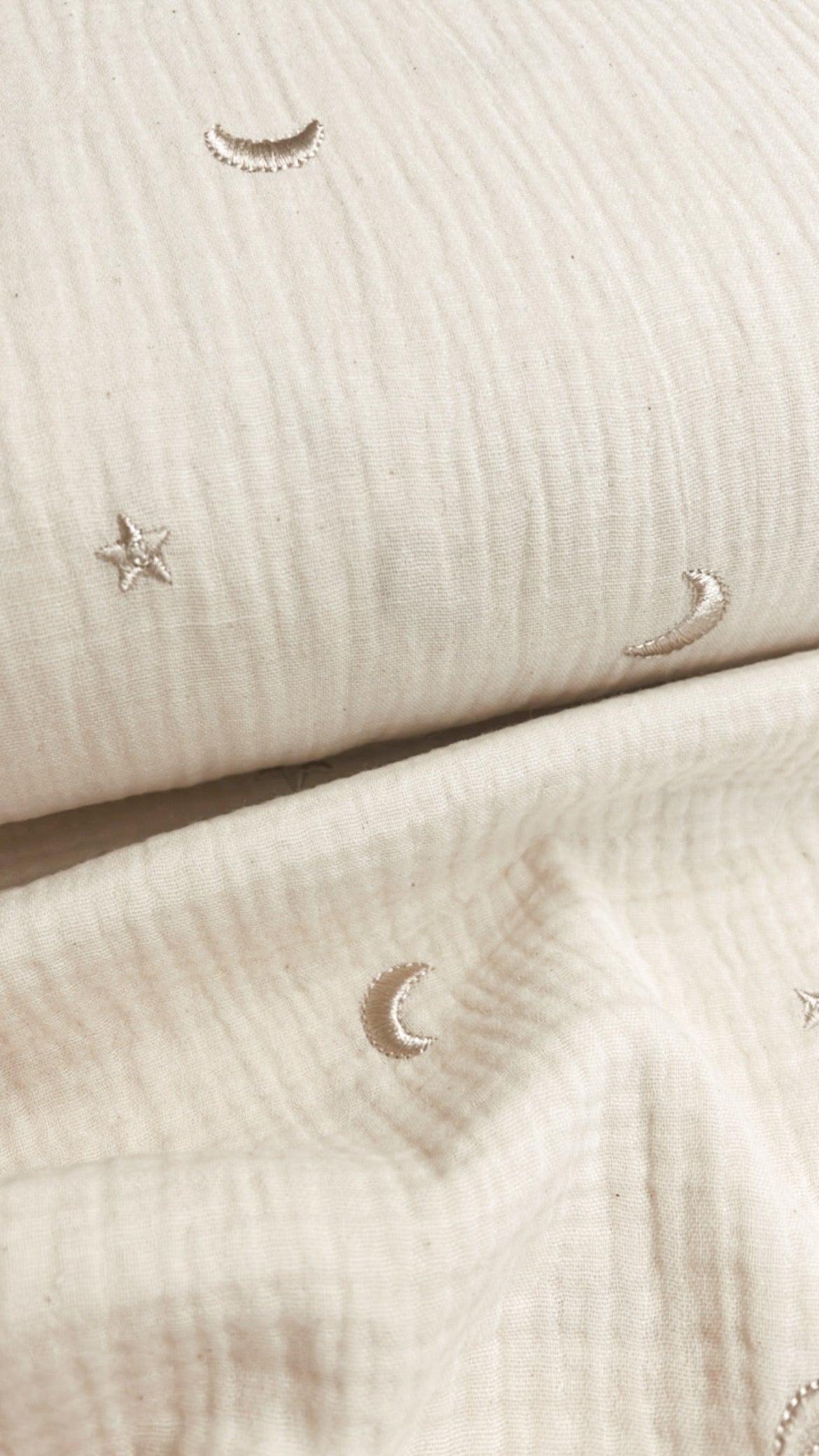 Musselin Stickerei Moon & Stars Natur