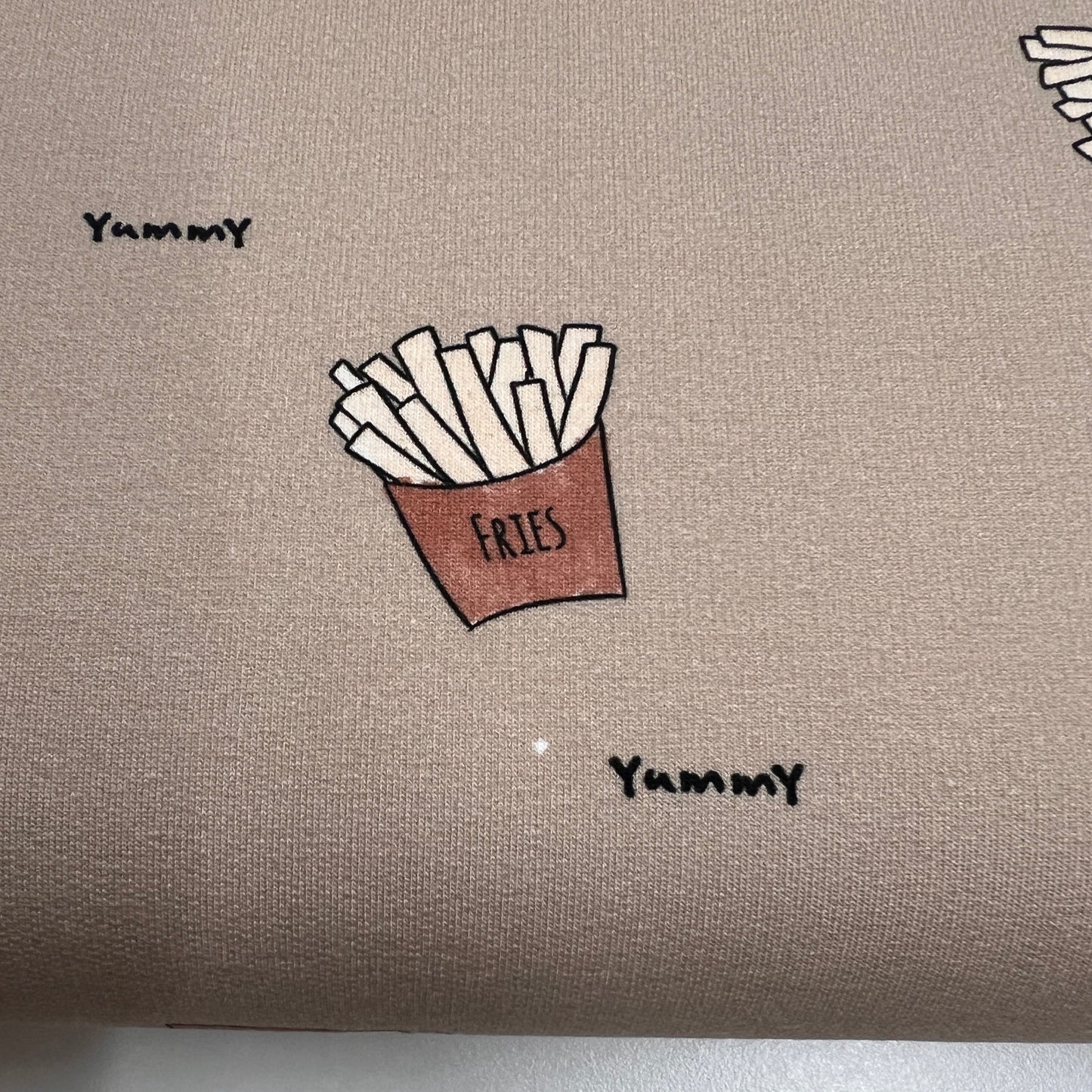 Bio French Terry Fries Yummy dunkelbeige