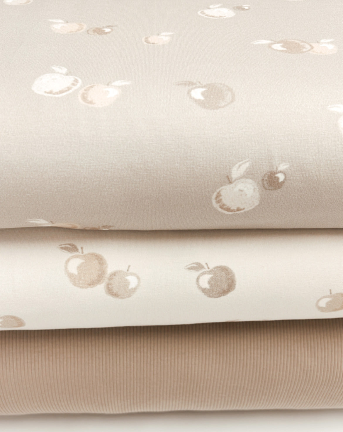 Bio Jersey Äpfel light taupe Eigenproduktion
