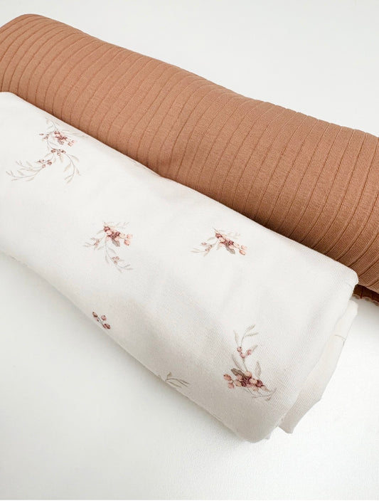 Stoffpaket 70 cm Wildberry und Uni Breitrib 90 cm