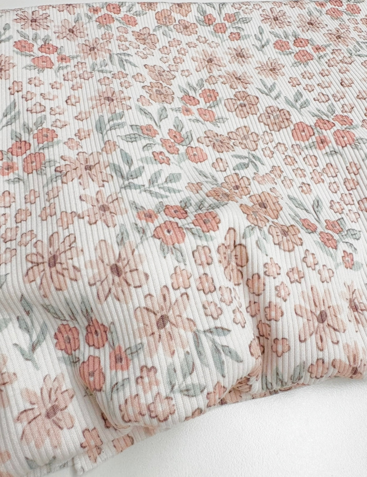 Rest 90 cm Ribjersey peachy Flowers