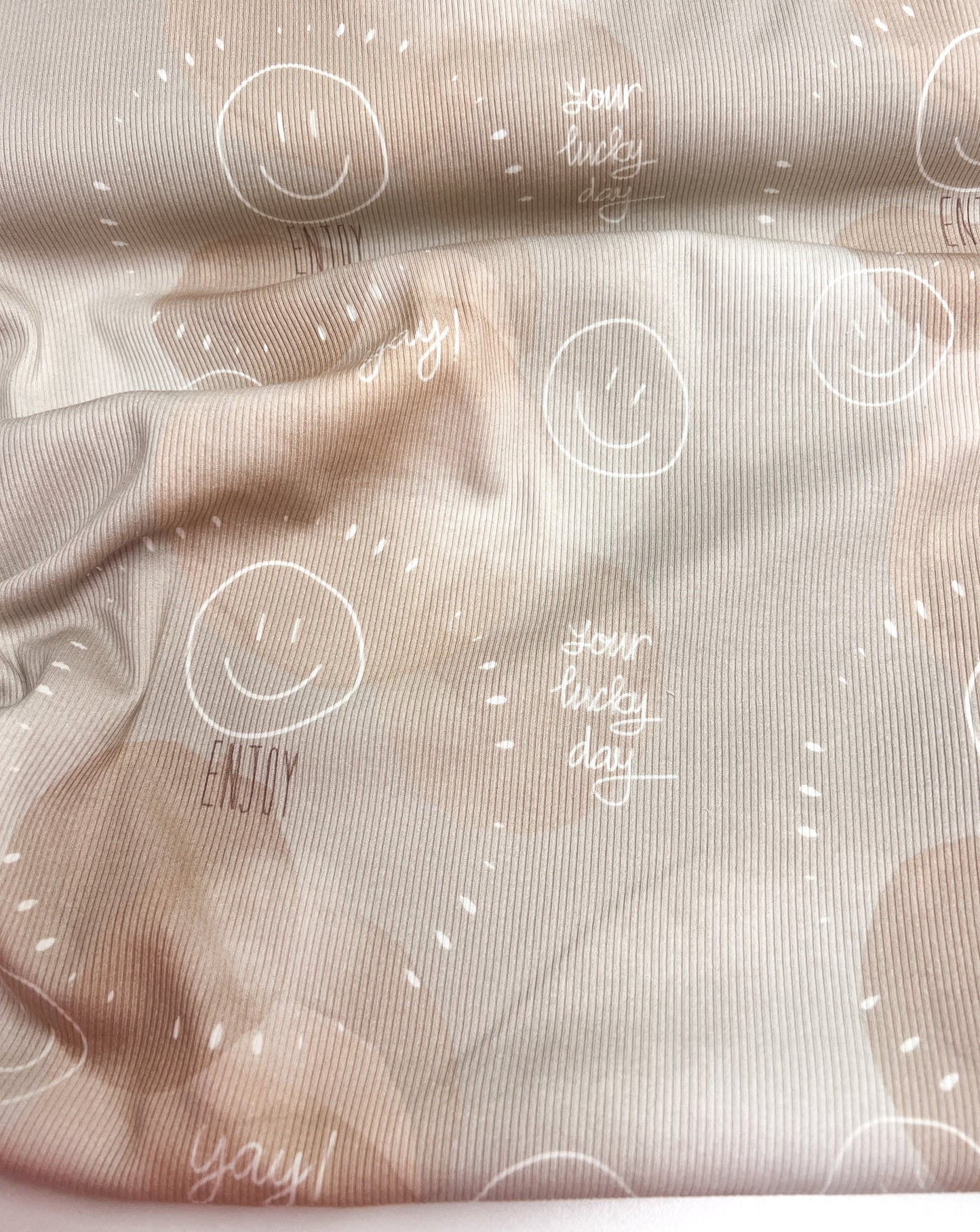 Bio Ribjersey YAY Beige  Eigenproduktion Reaktivdruck