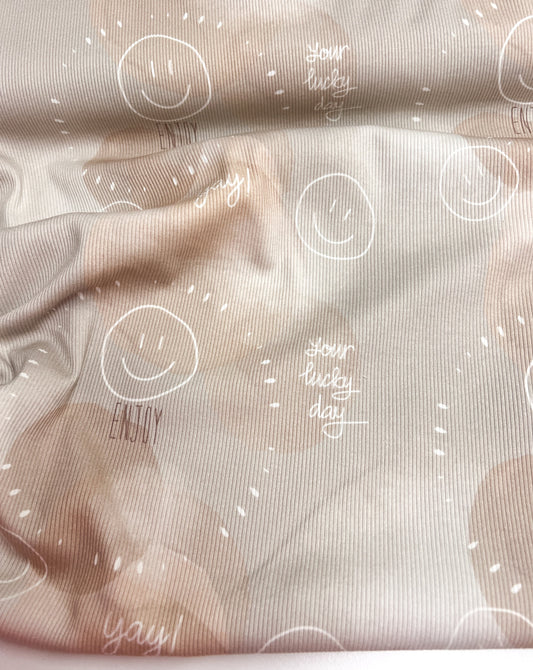 Bio Ribjersey YAY Beige  Eigenproduktion Reaktivdruck