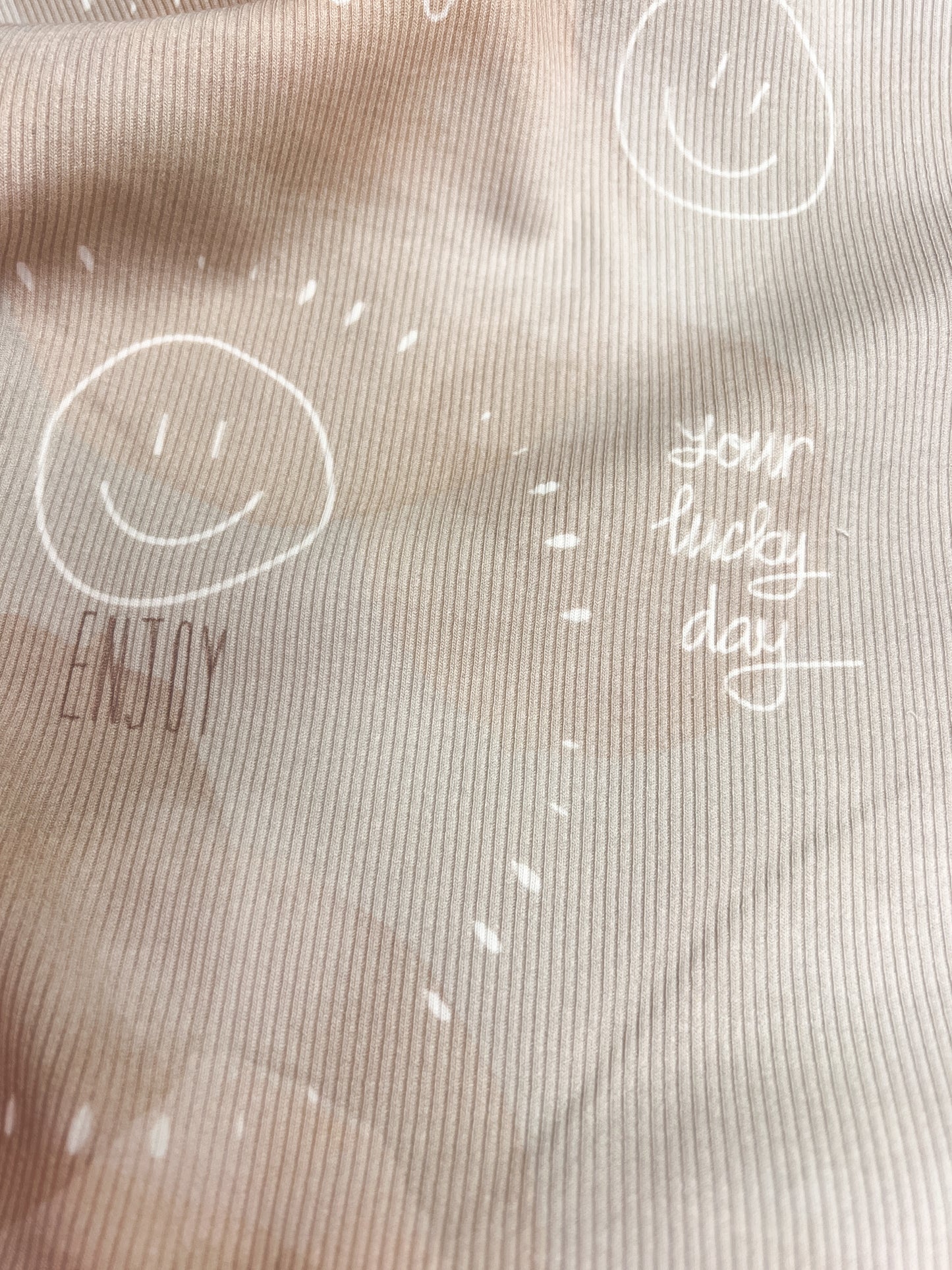 Bio Ribjersey YAY Beige  Eigenproduktion Reaktivdruck